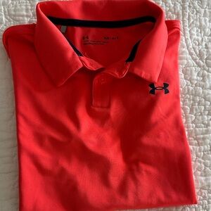 Under Armour boys Bright orange neon Polo Shirt golf Y Large